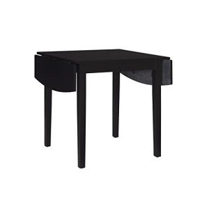 Linon Torino Black 30" Square Drop Leaf Table - 30" X 48" Fully Extended
