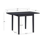 Linon Torino Black 30" Square Drop Leaf Table - 30" X 48" Fully Extended