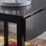 Linon Torino Black 30" Square Drop Leaf Table - 30" X 48" Fully Extended