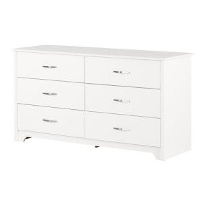 South Shore Fusion 6-Drawer Double Dresser Pure White, Contemporary