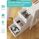 Lufeiya Small White Desk with Fabric Drawers, 40 Inch Kids Girls Teen Cute Study Desk for Bedroom Work, Reversible Computer Writing Table Desks with Drawer for Small Spaces Home Office