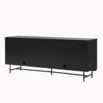 Walker Edison Modern Reema Scandinavian Fluted 4-Door Kitchen Storage Sideboard Buffet Cabinet Console, 69 Inch, Black