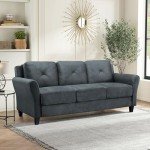 Lifestyle Solutions Collection Grayson Micro-Fabric Sofa, Dark Grey