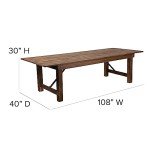 Flash Furniture Hercules Series 9' x 40" Rustic Solid Pine Folding Dining Table, Rectangular Antique Farmhouse Dining and Event Extension Table