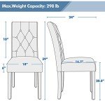 Yaheetech Dining Chairs with Leather Seat and Solid Wood Legs Button Tufted Padded Kitchen Chair Accent Side Chair for Home Kitchen and Restaurant, Set of 6, White