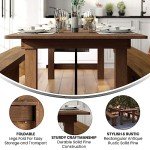 Flash Furniture Hercules Series 9' x 40" Rustic Solid Pine Folding Dining Table, Rectangular Antique Farmhouse Dining and Event Extension Table