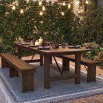 Flash Furniture Hercules Series 9' x 40" Rustic Solid Pine Folding Dining Table, Rectangular Antique Farmhouse Dining and Event Extension Table