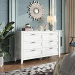 WLIVE 6 Drawer Dresser, Retro Chest of Drawers with Metal Handle, Double Wood Dresser for Bedroom, Living Room, Large Storage Cabinet, White