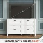 WLIVE 6 Drawer Dresser, Retro Chest of Drawers with Metal Handle, Double Wood Dresser for Bedroom, Living Room, Large Storage Cabinet, White