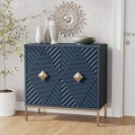 Sideboard Buffet Cabinet with Storage, Modern Accent Cabinet with 2 Doors and Shelves Wood Coffee Bar Table for Dining Living Room Entryway, Blue