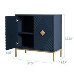 Sideboard Buffet Cabinet with Storage, Modern Accent Cabinet with 2 Doors and Shelves Wood Coffee Bar Table for Dining Living Room Entryway, Blue