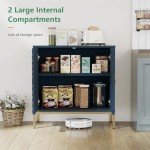 Sideboard Buffet Cabinet with Storage, Modern Accent Cabinet with 2 Doors and Shelves Wood Coffee Bar Table for Dining Living Room Entryway, Blue