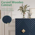 Sideboard Buffet Cabinet with Storage, Modern Accent Cabinet with 2 Doors and Shelves Wood Coffee Bar Table for Dining Living Room Entryway, Blue