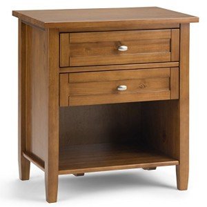 SIMPLIHOME Warm Shaker SOLID WOOD 24 inch Wide Transitional Bedside Nightstand Table in Light Golden Brown for the Living Room and Bedroom
