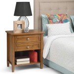 SIMPLIHOME Warm Shaker SOLID WOOD 24 inch Wide Transitional Bedside Nightstand Table in Light Golden Brown for the Living Room and Bedroom