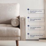 Vonanda Fabric Sofa Couch, Mid-Century 73 Inch 3 Seater Linen Couch with Hand-Stitched Comfort Cushion and Bolster Pillows for Living Room,Elegant Beige