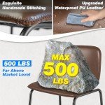 Rfiver Pu Faux Leather Bar Stools Set of 2, Industrial Pub Barstools with Back and Footrest, Modern Armless Bar Height Stool Chairs (Brown, 30" Barstool x2)