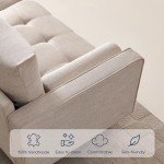 Vonanda Fabric Sofa Couch, Mid-Century 73 Inch 3 Seater Linen Couch with Hand-Stitched Comfort Cushion and Bolster Pillows for Living Room,Elegant Beige