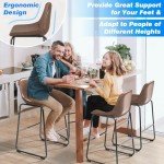 Rfiver Pu Faux Leather Bar Stools Set of 2, Industrial Pub Barstools with Back and Footrest, Modern Armless Bar Height Stool Chairs (Brown, 30" Barstool x2)