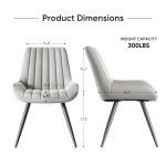 Nalupatio Modern Dining Chairs Set of 4, Comfy Dining Room Chairs with Thick Cushions, Upholstered Fabric Kitchen Side Chairs with Metal Legs, Grey