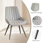 Nalupatio Modern Dining Chairs Set of 4, Comfy Dining Room Chairs with Thick Cushions, Upholstered Fabric Kitchen Side Chairs with Metal Legs, Grey