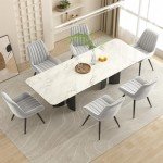 Nalupatio Modern Dining Chairs Set of 4, Comfy Dining Room Chairs with Thick Cushions, Upholstered Fabric Kitchen Side Chairs with Metal Legs, Grey