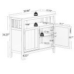RASOO Buffet Cabinet White Kitchen Sideboard Buffet Storage Server Cupboard Cabinet Console Table with 2 Doors and Adjustable Shelf