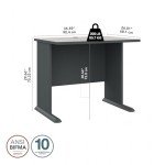 Bush Business Furniture Series A 36W Small Desk in White Spectrum and Slate, Compact Computer Table for Home or Professional Office