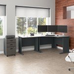 Bush Business Furniture Series A 36W Small Desk in White Spectrum and Slate, Compact Computer Table for Home or Professional Office