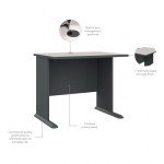 Bush Business Furniture Series A 36W Small Desk in White Spectrum and Slate, Compact Computer Table for Home or Professional Office