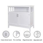 RASOO Buffet Cabinet White Kitchen Sideboard Buffet Storage Server Cupboard Cabinet Console Table with 2 Doors and Adjustable Shelf