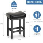 Raynesys Counter Height Bar Stools Set of 2, 24 Inch Barstools for Kitchen Island Counter, Bonded Leather Kitchen Stools with Thick Saddle Seats & Heavy Duty Metal Base, Easy Assembly, All Black
