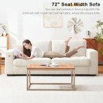 Hanherry 89" Sofa for Living Room, Modern Comfy Sofa with Medium Firm Seat Cushion, Removable Cover,Wide Armrest,USB/Type-C Port,Chenille Fabric Couches for Small Space,Apartment