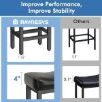 Raynesys Counter Height Bar Stools Set of 2, 24 Inch Barstools for Kitchen Island Counter, Bonded Leather Kitchen Stools with Thick Saddle Seats & Heavy Duty Metal Base, Easy Assembly, All Black