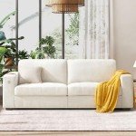 Hanherry 89" Sofa for Living Room, Modern Comfy Sofa with Medium Firm Seat Cushion, Removable Cover,Wide Armrest,USB/Type-C Port,Chenille Fabric Couches for Small Space,Apartment