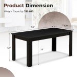 Moccha Wood Dining Table for 4-6 People, 63" Wood Rectangle Dinner Table, Modern Kitchen Table with L-Shaped Legs, 330lbs Weight Capacity, Farmhouse Dinette Table for Dining Room, Living Room, Black