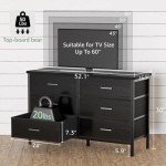 BOLUO Wide Black Dresser for Bedroom 6 Drawer, Dresser TV Stand for 60" TV Dressers & Chests of Drawers Fabric for Closet Modern