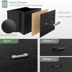 BOLUO Wide Black Dresser for Bedroom 6 Drawer, Dresser TV Stand for 60" TV Dressers & Chests of Drawers Fabric for Closet Modern