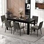Moccha Wood Dining Table for 4-6 People, 63" Wood Rectangle Dinner Table, Modern Kitchen Table with L-Shaped Legs, 330lbs Weight Capacity, Farmhouse Dinette Table for Dining Room, Living Room, Black