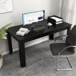 Moccha Wood Dining Table for 4-6 People, 63" Wood Rectangle Dinner Table, Modern Kitchen Table with L-Shaped Legs, 330lbs Weight Capacity, Farmhouse Dinette Table for Dining Room, Living Room, Black