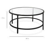 Best Choice Products 36in Modern Round Tempered Glass Accent Side Coffee Table for Living Room, Dining Room, Tea, Home Décor w/Metal Frame, Non-Marring Foot Caps - Black