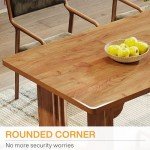 Tribesigns Modern Dining Table for 6 to 8 People, 71" Large Kitchen Dining Table with Wood Pedestal Base, Rectangular Long Dinner Table for Kitchen, Dining Room, Living Room, Rustic Brown