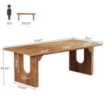 Tribesigns Modern Dining Table for 6 to 8 People, 71" Large Kitchen Dining Table with Wood Pedestal Base, Rectangular Long Dinner Table for Kitchen, Dining Room, Living Room, Rustic Brown