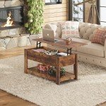 WLIVE Coffee Table, 39" Lift Top Coffee Table with Hidden Compartment and Storage Shelf for Living Room, Rustic Brown