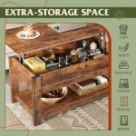 WLIVE Coffee Table, 39" Lift Top Coffee Table with Hidden Compartment and Storage Shelf for Living Room, Rustic Brown