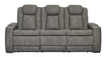 Signature Design by Ashley Next-Gen DuraPella Modern Faux Leather Power Reclining Sofa with Adjustable Headrest, Gray