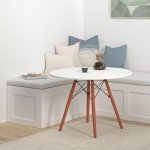 Best Choice Products 35.5in Round Dining Table, Compact Mid-Century Modern Table for 2-4, Home, Kitchen, Apartment w/Beech Wood Legs, Metal Frame - White