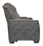 Signature Design by Ashley Next-Gen DuraPella Modern Faux Leather Power Reclining Sofa with Adjustable Headrest, Gray
