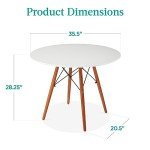Best Choice Products 35.5in Round Dining Table, Compact Mid-Century Modern Table for 2-4, Home, Kitchen, Apartment w/Beech Wood Legs, Metal Frame - White
