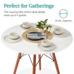 Best Choice Products 35.5in Round Dining Table, Compact Mid-Century Modern Table for 2-4, Home, Kitchen, Apartment w/Beech Wood Legs, Metal Frame - White